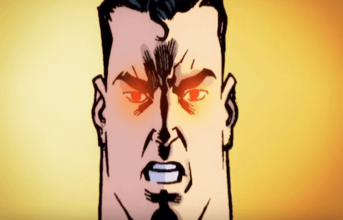 Personaggio dei fumetti con gli occhi rossi.