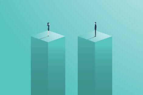 uomo donna su blocchi uguali