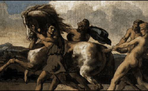 Dettaglio di cavalli dipinti da Théodore Géricault.